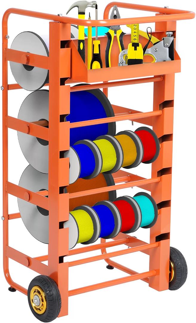 Wire Spool Rack, Multi-Spool Wire Cart Cable Caddy, 11 Rods
Heavy Duty, Electrical Wire Spool Storage Holder, With Wheels, Cable Spool Dispenser Rack, For Electrical Industrial Retail