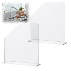 2 Pcs Acrylic Sink Splash Barrier, Clear Splatter Barrier, Freestanding Protective Panel with Cutaway, for Kitchen Hospital Labs Office, 15.7" L x 4.5" W x 16.3" H 2 Pcs Acrylic Sink Splash Barrier, Clear Splatter Barrier, Freestanding Protective Panel with Cutaway, for Kitchen Hospital Labs Office, 15.7" L x 4.5" W x 16.3" H
