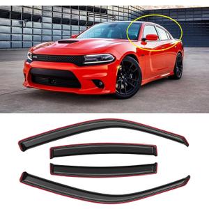 in-Channel Window Rain Guards for 2011-2023 Dodge Charger, Window Visor Guard Vent Wind Shade Deflector Rain Shield Protector Sun Visor 2012 2013 2014 2015 2016 2017 2018 2019 2020 2021, 4PCS (11-23 Charger in-Channel)