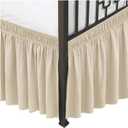Wrap Around Bed Skirt Queen Size Wrap Around Bed Skirt with Split Corners 15" Drop-Adjustable Elastic Ruffles Fabric(Light Camel,King)