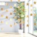 Patelai Glitter Star Garland Banner 2026 Graduation Decor 130 Feet Star Hanging Banner Twinkle Backdrop for Party Birthday Classroom Wedding Supplies(Champagne Gold)