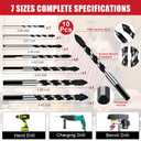 10 Pcs Masonry Drill Bit Set with 6 Pcs High Magnetic Screwdriver Bit Set, K5 Impact Resistant Non-slip Drilling Bits for Wood Concrete Tile Ceramic Brick