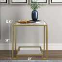 2 Tier Rectangular Side Table, Gold End Table with Glass Top, Modern Metal Clear Coffee Tables，Small Accent Tables for Living Room, Bedroom, 22" x 12.4" x 24"