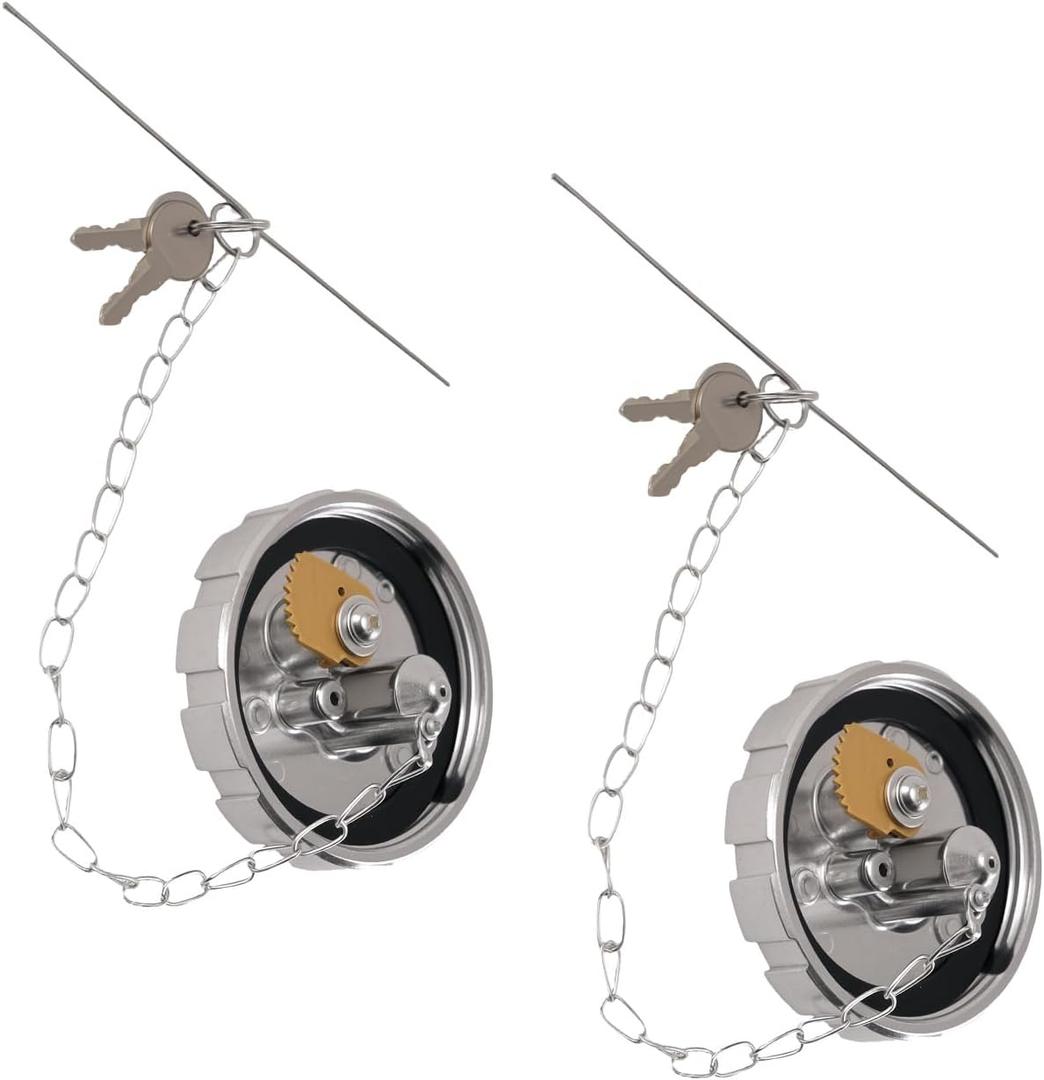 maXpeedingrods 2 Pcs Aluminum Locking Diesel Fuel Cap for Freightliner Kenworth Peterbilt Western Star Semi Trucks, Replacement 572.1036, SNV431089