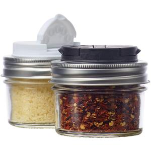 Jarware Spice Lids for Regular Mouth Mason Jars, Set of 2, Black and White