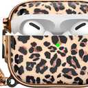 Maxjoy for AirPods Pro 3rd Generation Case with Lock, Lock AirPods Pro 3 Case Protective Hard Cute AirPod Pro 3 Cover for Women Men with Keychain for Airpod Pro 3rd Gen Cover 2025, Leopard