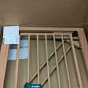 BABELIO 29-40" Metal Baby Gate with Wood Pattern, Auto Close Dog/Pet Door for The HouseStairs and Doorways, Pressure Mounted Barrierr, NO Tools Needed (30" Tall, 29-40" Width)