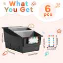 6 Pack Picture Book Bins with Dividers Plastic Book Holders with Labels Stackable Classroom Organization Bins Magazine File Binder Holder Storage Container for Classroom Library Home Office(Black)