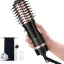 slopehill Mini Travel Dual Voltage Hair Dryer Brush,1000 Watts Hot Air Brush with European Plug, Ionic Hair Dryer and Styler for Women, Oval Barrel 2 Heat & 2 Speed Settings for International Travel (Black)