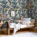 2 x Vintage Floral Peel and Stick Wallpaper Removable Contact Paper Boho Self Adhesive Wall Paper for Bedroom Bathroom Decorative Vinyl 17.3" x 78.7"