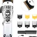 BESTBOMG Updated Professional Hair Clippers Cordless Hair Haircut Kit Rechargeable 2000mAh Hair Beard Trimmer Haircut Grooming Kit with 6 Guide Combs & for Men/Father/Husband/Boyfriend (White-y4-1)