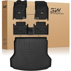3W Floor Mats & Cargo Liner for Nissan Rogue 2014-2020 All Weather TPE Full Set Nissan Rogue Accessories Custom Fit Car Mats with Trunk Mat (NOT for Sports)