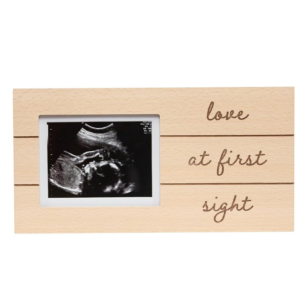 Pearhead Love At First Sight Wooden Sonogram Plaque Picture Frame, Ultrasound Pregnancy Announcement Frame, Ideal Nursery Decor and Gift for Mother's Day, Baby Shower, New And Expecting Mom