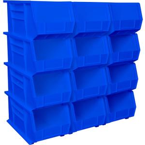 Akro-Mils 30240 AkroBins Plastic Storage Bins, Space-Saving Stackable Bins for Garage, Pantry, Craft Organization, 15-Inch x 8-Inch x 7-Inch, Blue, 12-Pack