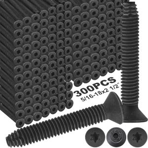 Blulu 300 Pack Quantity 5/16-18 x 2-1/2'' Trailer Deck Screws Flat Head Screws Wood to Metal Screw Thread Cutting for Trailer Flooring Floorboards