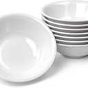6-inch Melamine Bowls for Cereal Salad Rice Soup Dessert Snack Candy Ice-Cream Pudding Fruit Plastic Bowl.(8 PCS) White