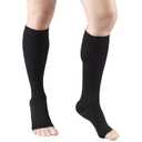 Truform 20-30 mmHg Compression MicroFiber Stockings for Men and Women, Knee High Length, Open Toe, Black, Medium (Medium (1 Pair))