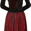 Halloween Skirts for Women with Witch Hat Velvet Bats Mesh Tulle Midi Skirt for Costume Party Outfit (Small-Medium, Red)