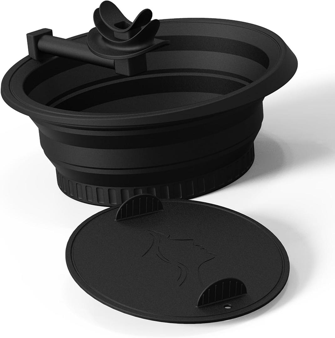 Face Ice Bath Bowl with Breathing Tube - Silicone Ice Bowl for Face Cold Plunge Tub, Portable Face Tub for Ice Bath, Skin Tightening and Depuffing Skincare Tool (Black)