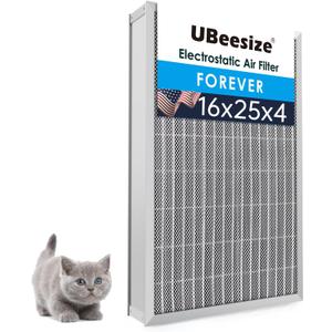 UBeesize 16x25x4 Reusable Electrostatic Air Filter HVAC AC Furnace Filter,Washable, Lasts a Lifetime,Permanent Air Filter,Breathe Fresher,Home And Office(Actual Size:15.35x24.37x3.58Inch)