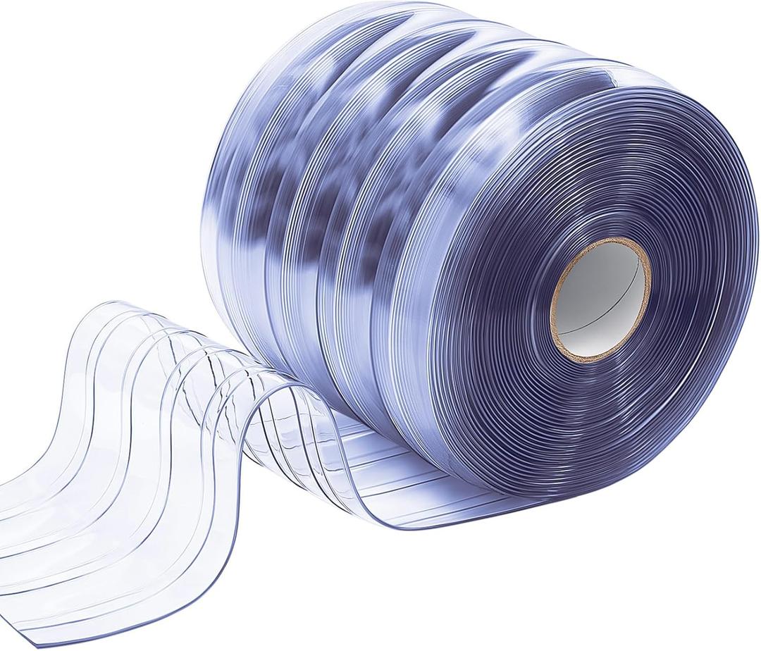 Moukeren Plastic Curtain Strips, 82 ft x 8 in Clear PVC Strip Curtain Roll, Heavy Duty Plastic Insulated Freezer Door Strips for Commercial, Walk-in Cooler, Garage, Warehouse, 0.08" Thickness (Transparent)