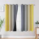 Ombre Gray and Yellow Blackout Curtains 54 Inch Length 2 panels, Full Room Darkening Curtains for Kids Room, Grommet Thermal Insulated Gradient Drapes, Light Blocking Curtains for Bedroom, 52x54 Inch