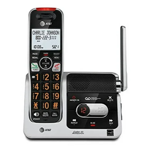 AT&T BL102 DECT 6.0 Cordless Phone for Home with Answering Machine, Call Blocking, Caller ID Announcer, Audio Assist, Intercom, and Unsurpassed Range, Silver/Black