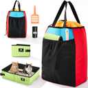 Hillban Travel Litter Box for Cats, 4 In1 Kit Include Scooper Cat, Portable Collapsible Portable Cat Box, Litter Bag, 15 Pcs Poop Bags, Lightweight Leak Proof for Car Travel, Camping, Plane, Hotel