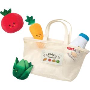 Melissa & Doug Multi-Sensory Market Basket Fill & Spill Infant Toy - Play Food Menus, Pretend Play Grocery Toys, Sorting And Stacking Toys, Multi-Sensory Toys For Infants And Toddlers Ages 1+
