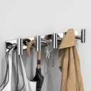 VAEHOLD Hat and Coat Wall Mount Rack - Hooks for Robes, Bags, Keys, and Towels - Bathroom Towel Hanger Organizer (Polished Chrome, T Shape 5 Hooks 1 Pack)