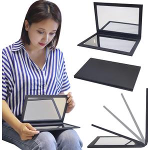 Adjustable Face Down Mirror for Vitrectomy Recovery - 10" x 7", Black, Watch TV During Eye Surgery Recovery
