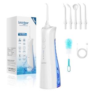 Leominor Water Dental Flosser - 5 Modes Cordless Portable Oral Irrigator, IPX7 Waterproof, Rechargeable Teeth Cleaner Upgrade Datchable Tank Professional Flossing Cleaning Pick for Home Travel (White)