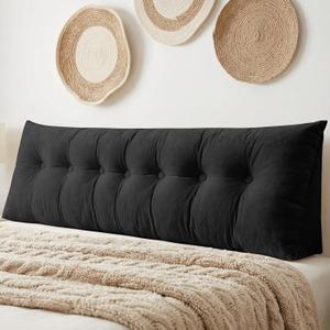 Headboard Pillow King, Large Triangular Wedge Headboard Pillow for Reading and Resting, Backrest Positioning Support Pillow with Removable Cover (Black)