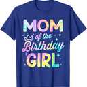 Mom of The Birthday Girl Tie Dye Girl Bday Party T-Shirt Blue Small