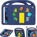 Kids Case for iPad 9th/8th/7th Generation 10.2 Inch 2021/2020/2019, with Built-in Anti-Slip Handle/Foldable Stand/Shoulder Strap, Shockproof Protective Kids iPad 9th/8th/7th Gen Case 10.2 Inch (Navy Blue)