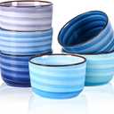 Selamica Ramekins 6 OZ Oven Safe, Creme Brulee Ramekins Porcelain Pudding Custard Cups, Small Souffle Dishes, Mini Bowls for Baking Dips Snacks, Set of 6, Gradient Blue