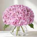 Real Touch Faux Hydrangea Flowers in Glass Vase, No Watering Needed Silk Hydrangea Artificial Flowers for Farmhouse Wedding Decor Dining Table Centerpiece Bedroom Decor