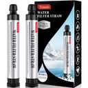 Timain 2 Pack 4-Stage Filtration, High Flow Rate Water Filter Straw, Water Purifier Survival for Emergency Kits, Travel, Camping, Hiking, Fishing, Hunting