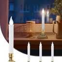 SURAIELEC Battery Operated Christmas Window Candles, Dusk-to-Dawn Window Candle, Cool White LED Flameless Candles for Windows, 1.7 Narrow Base for Windows, Mantels, Dining Tables, Gold, 4-Pack