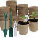 Seed Starter Peat Pots, 50 Pcs Biodegradable Paper Planting Pots Set with Plant Labels and Mini Garden Tools, Seed Starting with Drainage Holes for Seedlings Herbs, Vegetables, Nursery Garden 3.1In