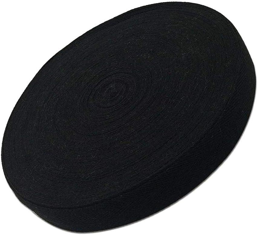 Abbaoww 50 Yards Cotton Twill Tape Ribbon 1 Inch, Soft Natural Webbing Tape Herringbone Tape for Sewing DIY Craft, Black
