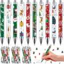 50 Pcs Christmas Pens Gift Bulk Cute Red Green Merry Christmas Retractable Ballpoint Gel Ink Pens Novelty Reindeer Santa Tree for Xmas Coworkers Holiday Parties Office Writing Supplies