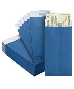 Mr. Pen- Money Envelopes for Cash, 6.5" x 3.5", 100 Pack, Blue Kraft Paper, Cash Envelopes for Money