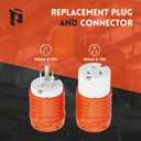 PLUGTUL Extension Cord Ends Male and Female, Replacement Plug & Connector Set, 3 Prong, 15Amp, 125Volt, NEMA 5-15P & NEMA 5-15R, ETL Listed, 5 Set, Orange