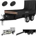 Utility Trailer Cover, 5x10 Trailer Cover with Rear Landscape/Ramp Gate 48 to 60 high, 600D PVCWaterproof Windproof Heavy Duty Grey Dump Trailer Cover, Fits 5 x 10 FT (W x L)