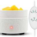 Candle Wax Melts Warmer Burner - Ceramic Essential Oil Warmer 3-in-1 candle warmer Timer Adjust Fragrance Intensity Auto Shut Off for Scented Wax Tart Cube Aromatherapy Home Office Bedroom Decor Gifts