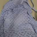 seamoly Womens Sexy Tankini Set Two Piece Bikini Sets Tie Front Ruffle Trim Bathing Suit Cheeky Swimsuits Blue M