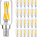 Mlambert 24 Pack E12 LED Edison Bulb,4W Equal 40W e12 Candelabra Bulb 2700K,Dimmable T6 T25 LED E12 Light,Small Filament for Chandelier (Warm White)