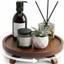 10" Solid Wood Lazy Susan Turntable Organizer for Cabinet, Pantry, Kitchen Countertop - Farmhouse Style with Raised Feet & Water-Resistant Coating, Rustic Bathroom Vanity Tray and Dining Table Decor