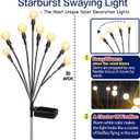 TONULAX Solar Garden Lights - Upgraded Solar Swaying Light, Sway by Wind, Outdoor Lights, Yard Patio Pathway Decoration, High Flexibility Iron Wire & Heavy Bulb Base, Warm White(6 Pack)